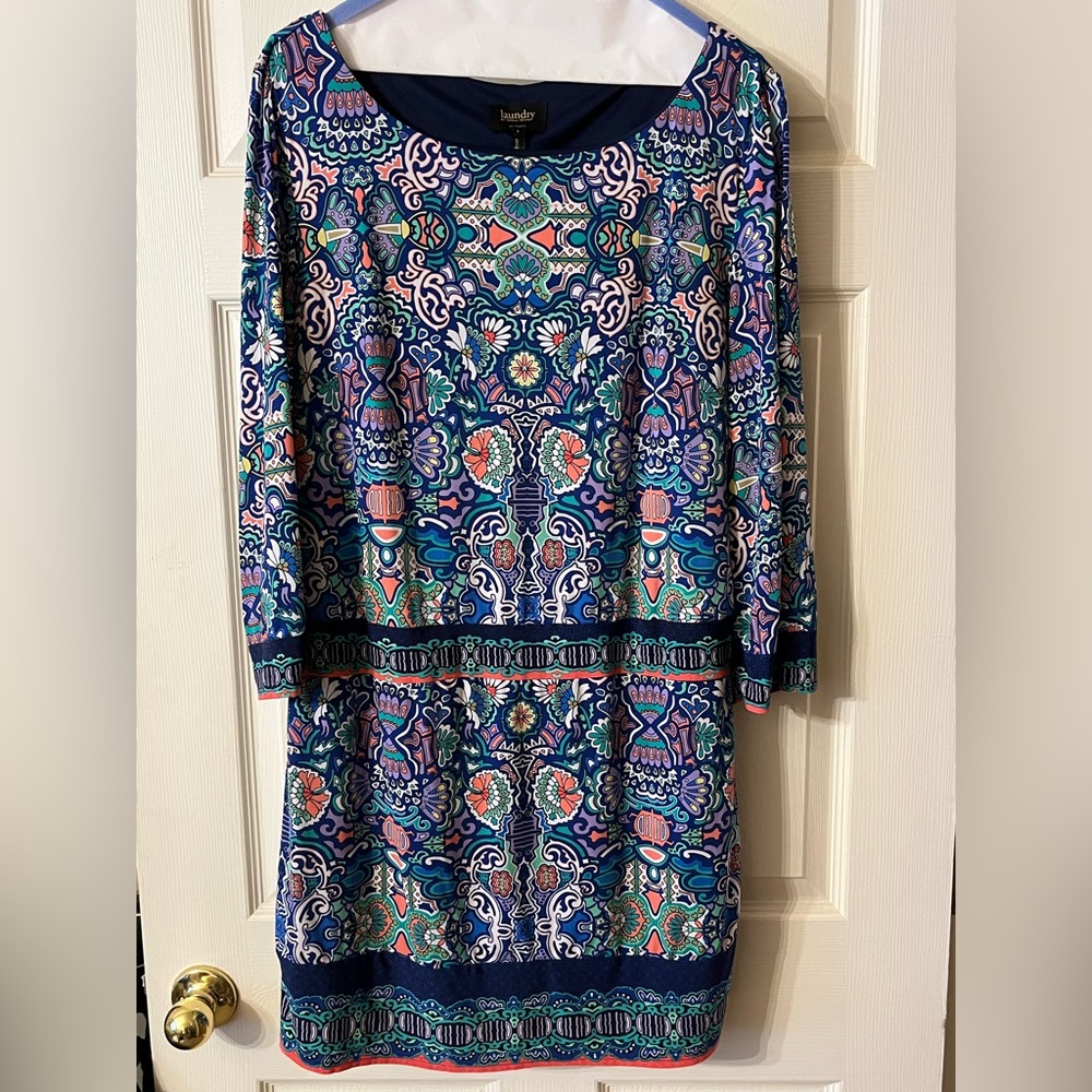 Laundry By Shelli Segal Blue Dolman Sleeve Dress